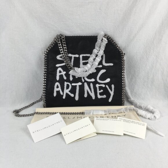 Stella McCartney Handbags - Stella McCartney x Ed Curtis Shared 3 Mini Falabella Embroidered Logo Faux Black